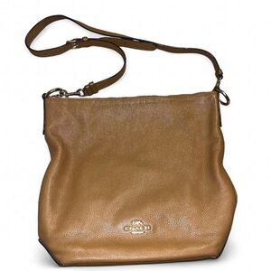 Coach Pebbled Leather Crossbody in Cognac Tan